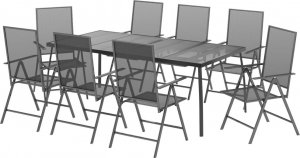 vidaXL 9-częściowy zestaw mebli ogrodowych, antracytowy, stal 3