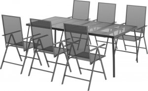 vidaXL 7-częściowy zestaw mebli ogrodowych, antracytowy, stal 3
