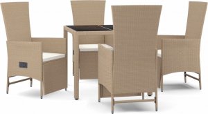 vidaXL 5-cz. zestaw mebli ogrodowych z poduszkami, beżowy, polirattan 2