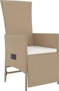 vidaXL 9-cz. zestaw mebli ogrodowych z poduszkami, beżowy, polirattan 5