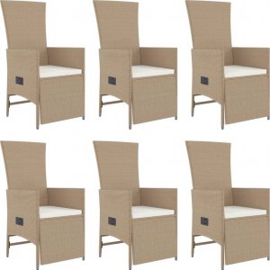 vidaXL 7-cz. zestaw mebli ogrodowych z poduszkami, beżowy, polirattan 4