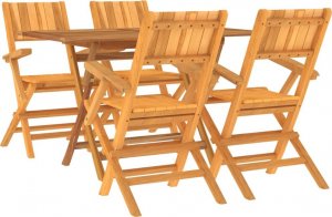 vidaXL 5-częściowy zestaw mebli ogrodowych, lite drewno tekowe 3