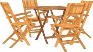 vidaXL 5-częściowy zestaw mebli ogrodowych, lite drewno tekowe 3