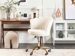 Krzesło biurowe Beliani Krzesło biurowe regulowane boucle białe MONTICELLO II 3