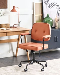 Krzesło biurowe Beliani Krzesło biurowe regulowane ekoskóra pomarańczowe PAWNEE 2