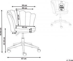 Krzesło biurowe Beliani Krzesło biurowe regulowane welurowe niebieskie MONTICELLO 10