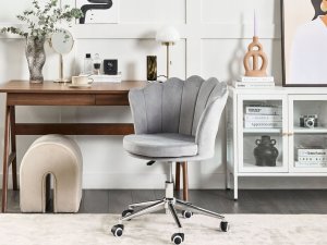 Krzesło biurowe Beliani Krzesło biurowe regulowane welurowe szare MONTICELLO 2