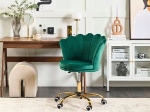Krzesło biurowe Beliani Krzesło biurowe regulowane welurowe zielone MONTICELLO II 2