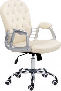 Krzesło biurowe Beliani Krzesło biurowe regulowane ekoskóra beżowe z kryształkami PRINCESS Lumarko! 1