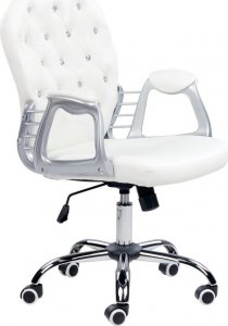 Krzesło biurowe Beliani Krzesło biurowe regulowane ekoskóra białe z kryształkami PRINCESS Lumarko! 1