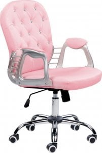 Krzesło biurowe Beliani Krzesło biurowe regulowane ekoskóra różowe z kryształkami PRINCESS Lumarko! 1