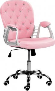 Krzesło biurowe Beliani Krzesło biurowe regulowane różowe z kryształkami PRINCESS 3
