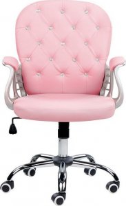 Krzesło biurowe Beliani Krzesło biurowe regulowane różowe z kryształkami PRINCESS 4
