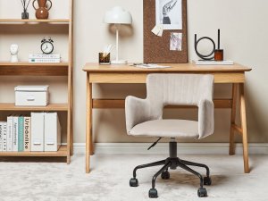 Krzesło biurowe Beliani Krzesło biurowe regulowane welurowe beżowoszare SANILAC 2