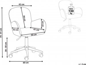 Krzesło biurowe Beliani Krzesło biurowe regulowane welurowe jasnoniebieskie PRIDDY 10