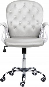 Krzesło biurowe Beliani Krzesło biurowe regulowane welurowe różowe z kryształkami PRINCESS 5