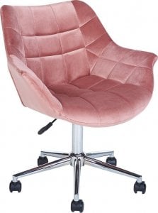 Krzesło biurowe Beliani Krzesło biurowe regulowane welurowe różowe LABELLE Lumarko! 1