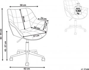 Krzesło biurowe Beliani Krzesło biurowe regulowane welurowe różowe LABELLE 9