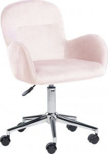 Krzesło biurowe Beliani Krzesło biurowe regulowane welurowe różowe PRIDDY Lumarko! 1