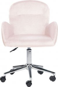 Krzesło biurowe Beliani Krzesło biurowe regulowane welurowe różowe PRIDDY 3