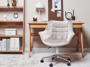 Krzesło biurowe Beliani Krzesło biurowe regulowane welurowe szare LABELLE 2