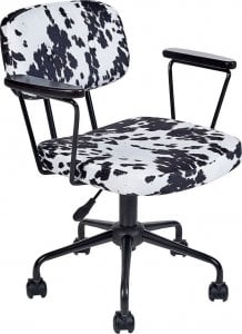 Krzesło biurowe Beliani Krzesło biurowe regulowane welurowe w łaty czarno-białe ALGERITA Lumarko! 1