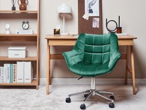 Krzesło biurowe Beliani Krzesło biurowe regulowane welurowe zielone LABELLE 2