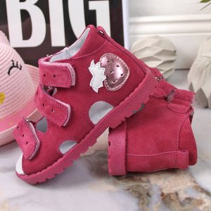 Kornecki Skórzane sandały dziewczęce ortopedyczne fuksja Kornecki OR17 OR117 31 3