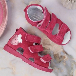 Kornecki Skórzane sandały dziewczęce ortopedyczne fuksja Kornecki OR17 OR117 31 4