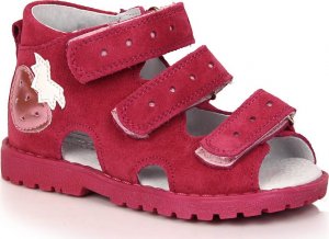 Kornecki Skórzane sandały dziewczęce ortopedyczne fuksja Kornecki OR17 OR117 31 5