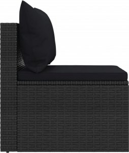 vidaXL 4-cz. zestaw wypoczynkowy do ogrodu, poduszki, czarny rattan PE 11