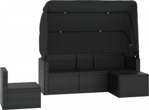 vidaXL 4-cz. zestaw wypoczynkowy do ogrodu, poduszki, czarny rattan PE 4
