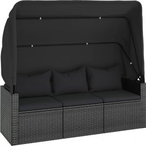vidaXL 4-cz. zestaw wypoczynkowy do ogrodu, poduszki, czarny rattan PE 5