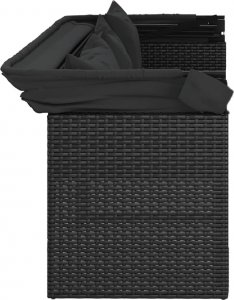 vidaXL 4-cz. zestaw wypoczynkowy do ogrodu, poduszki, czarny rattan PE 7