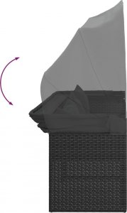 vidaXL 4-cz. zestaw wypoczynkowy do ogrodu, poduszki, czarny rattan PE 8