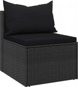 vidaXL 4-cz. zestaw wypoczynkowy do ogrodu, poduszki, czarny rattan PE 9