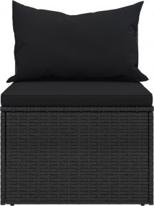 vidaXL 4-cz. zestaw wypoczynkowy do ogrodu, poduszki, czarny rattan PE 10