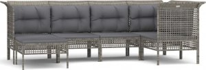 vidaXL 6-cz. zestaw wypoczynkowy do ogrodu, poduszki, szary, rattan PE 2