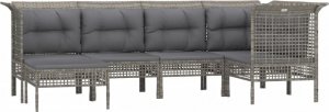 vidaXL 6-cz. zestaw wypoczynkowy do ogrodu, poduszki, szary, rattan PE 3