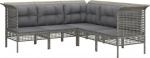 vidaXL 6-cz. zestaw wypoczynkowy do ogrodu, poduszki, szary, rattan PE 4