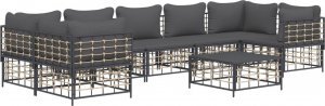 vidaXL 8-cz. zestaw wypoczynkowy do ogrodu, z poduszkami, antracytowy 2