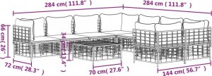 vidaXL 9-cz. zestaw wypoczynkowy do ogrodu, z poduszkami, antracytowy 8