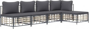 vidaXL 5-cz. zestaw wypoczynkowy do ogrodu, z poduszkami, antracytowy 2