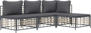 vidaXL 4-cz. zestaw wypoczynkowy do ogrodu, z poduszkami, antracytowy 2