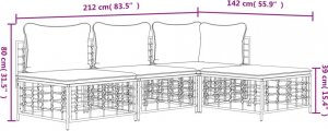 vidaXL 4-cz. zestaw wypoczynkowy do ogrodu, z poduszkami, antracytowy 8