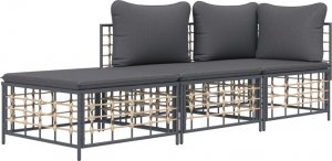 vidaXL 3-cz. zestaw wypoczynkowy do ogrodu, z poduszkami, antracytowy 2