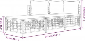 vidaXL 3-cz. zestaw wypoczynkowy do ogrodu, z poduszkami, antracytowy 8