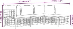 vidaXL 4-cz. zestaw wypoczynkowy do ogrodu, z poduszkami, antracytowy 8