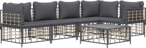 vidaXL 6-cz. zestaw wypoczynkowy do ogrodu, z poduszkami, antracytowy 2