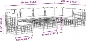 vidaXL 8-cz. zestaw wypoczynkowy do ogrodu, z poduszkami, antracytowy 8